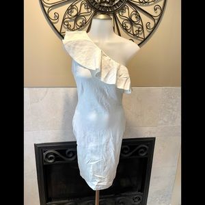 Forever 21 Women’s White One Shoulder Ruffle Midi Dress SZ S